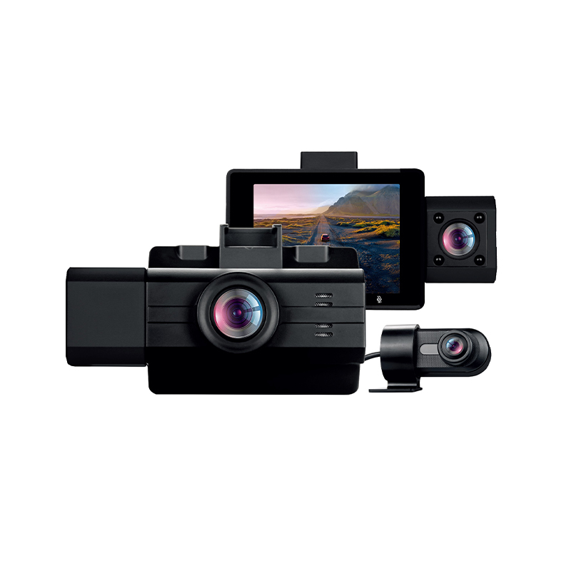 3-Channel Dashcam (Front 2K + Cabin IR 1080p + Rear 1080p) with Wi-Fi, NTK96670, G-Sensor & Loop Recording